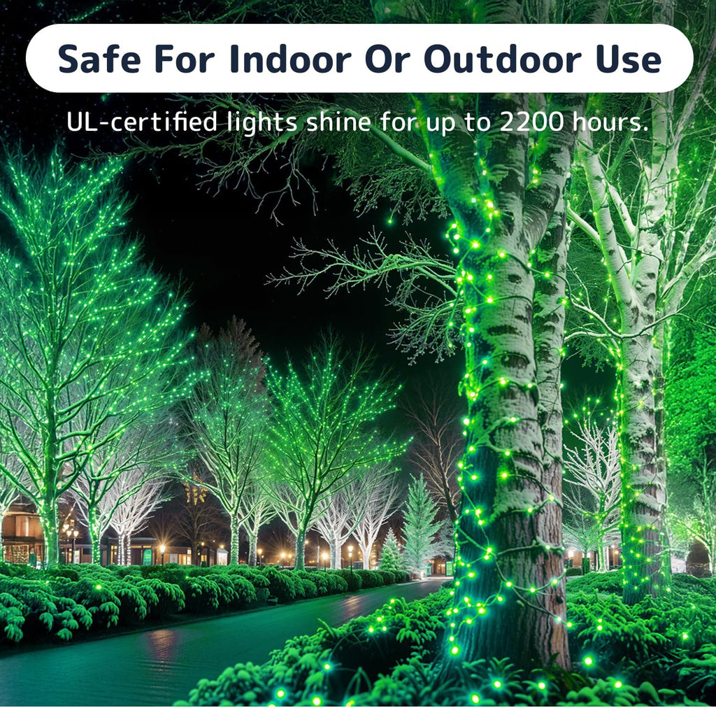 PREXTEX 100 Count Green Christmas Lights - 20 ft Warm Twinkle String Lights with Green Wire for Indoor and Outdoor Holiday Decor, Christmas Trees, Patios and More