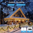PEMOTech Christmas Lights Outdoor, 16 Tubes 40cm 576 Led Meteor Shower Lights, Waterproof Christmas Decorations Icicle Light for Xmas Tree Halloween Party, Ul Plug,Warm White