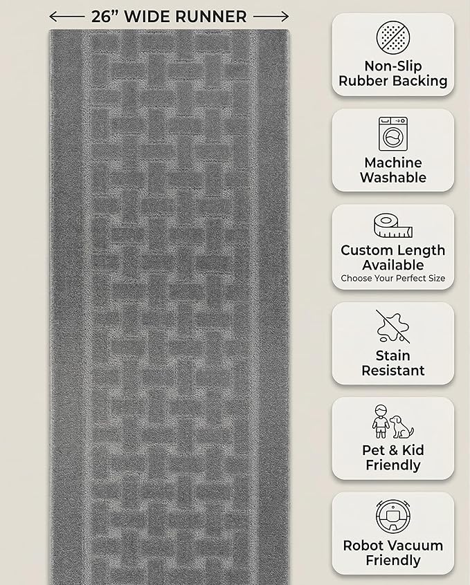 Runner Rug 15 ft, Non-Slip Washable Rug, Rubber Backing, Rolled in Box - Image 5