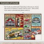 AFZEVEB-Car Poster Wallpaper Vintage Wall murals for Bedroom 136"x96" (Not Peel and Stick)
