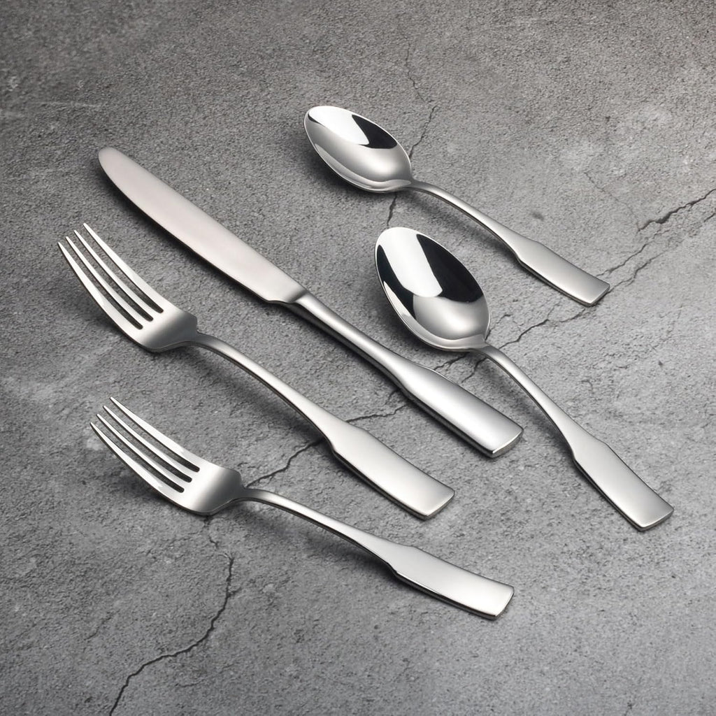 Alata Kate 20-Piece Silverware Set Stainless Steel Flatware Set,Service for 4,Mirror Polished Cutlery Set,Dishwasher Safe