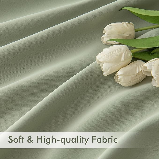 MIULEE Sage Green Back Tab Blackout Curtains 72x84 Inch Length 2 Panels Set | - Image 6