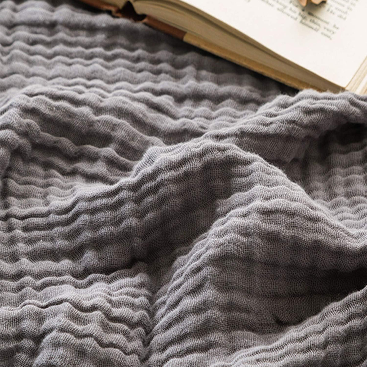 EMME Cotton Blanket Muslin Throw Blanket for Couch Breathable Gauze Blanket All Season Soft and Lightweight Muslin Blankets for Adults (Grey, 50"x70")