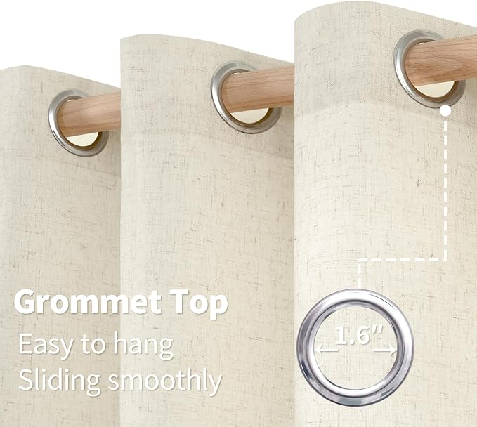 YoungsTex Natural Linen Curtains 72 Inch Length 2 Panels - Image 6