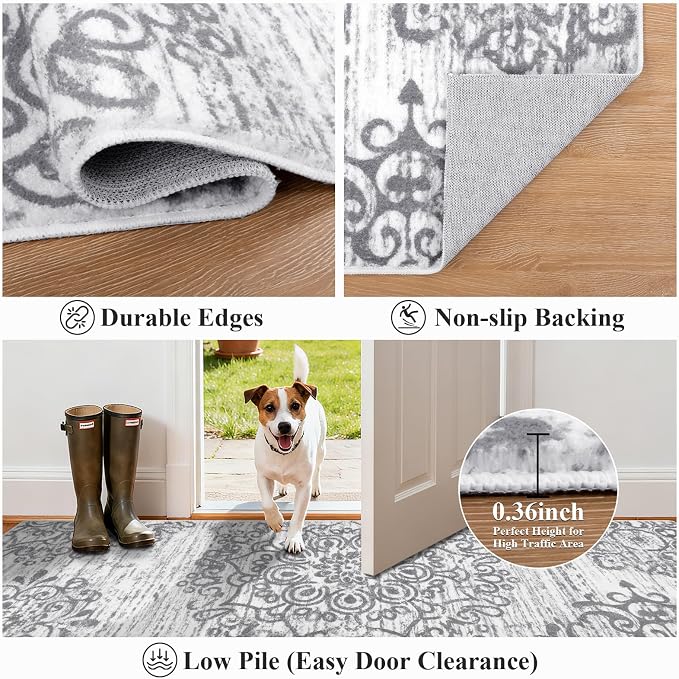 HEBE Hallway Runner Rug 3'x16', Washable Non Slip Kitchen Rug Runner | Soft - Image 4