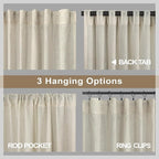 Pitalk Flax Linen Curtains 5 FT Wide by 84 Inches Long - Image 5