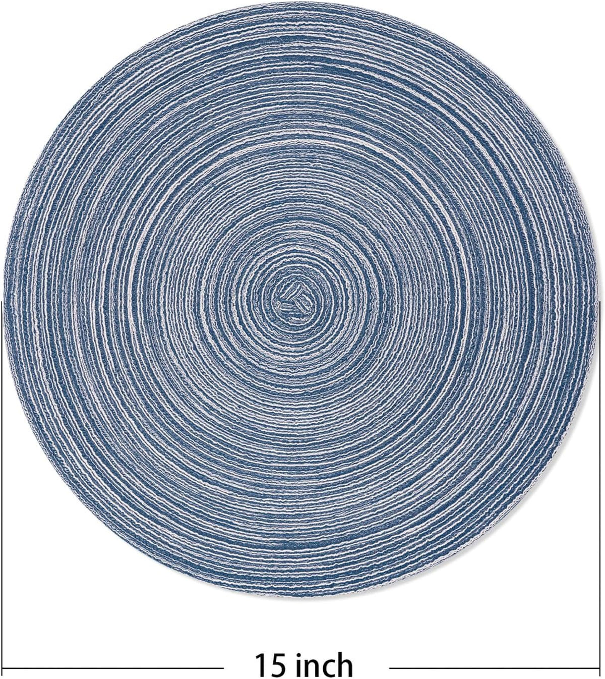 AHHFSMEI Round Braided Placemats Set of 6 Round Table Mats for Dining Tables Natural Woven Heat Resistant Place mats 15 Inch (Teal)