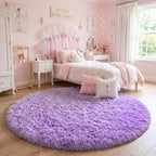 Amdrebio Purple Shaggy Small Round Circle Area Rug 3Ft - Image 7