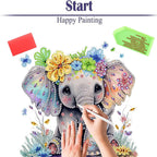 Diamond Painting Kits for Adults Beginners, 5D Full Drill Elephant Crystal Art Desktop Ornament, DIY Single Sided Home Office Desk Decor, Creative Craft Gift Set with Tools