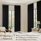 Black Pleat Linen Blackout 102 Inch Curtains - Image 2