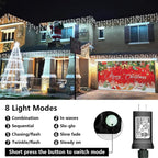 QITONG White Icicle Lights for Outside, 33ft 400 LED Christmas Lights Plug in, Connectable Clear Wire String Lights Indoor with 8 Modes