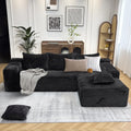 104" Modern Modular L-Shape Sofa Couch with Chaise Black Faux Rabbit Fur Cloud Sectional Couch with Deep Seat Modular Sectional Sofa No Assembly Required Upholstered Couches for Living Room Bedroom