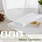 White Sheer Curtains 90 Inches Long 2 Panels, Light Filtering Airy Voile - Image 7