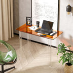 Acrylic Desk, Modern Study Table for Home Office - Extended Surface Multi-Purpose Console & Entryway Table, Sturdy Lightweight Design (42.5-inch, Orange)