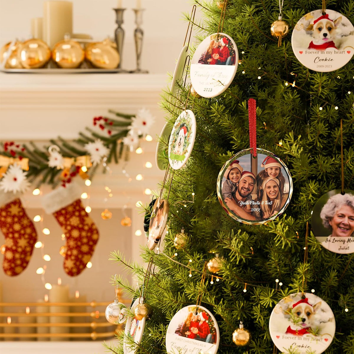 Bemaystar Personalized Crystal Christmas Ornaments with Photo,Custom Christmas Ornament,Wedding Gifts for Couples,Bridal Shower Gifts for Bride