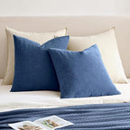 MIULEE Navy Blue Chenille Couch Throw Pillow Covers, 20x20 | Set of 2, Soft - Image 4