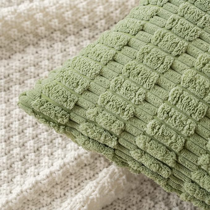 MIULEE Corduroy Decorative Throw Pillow Covers 20x20 Sage Green Pack of 2 | - Image 2