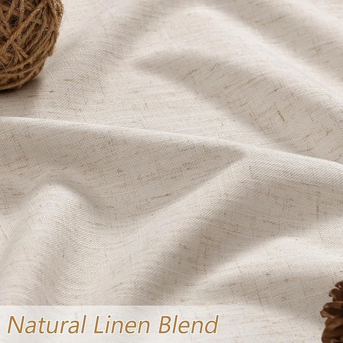 100% Blackout Linen Curtains 96 Inch Length 2 Panels Set - Image 3