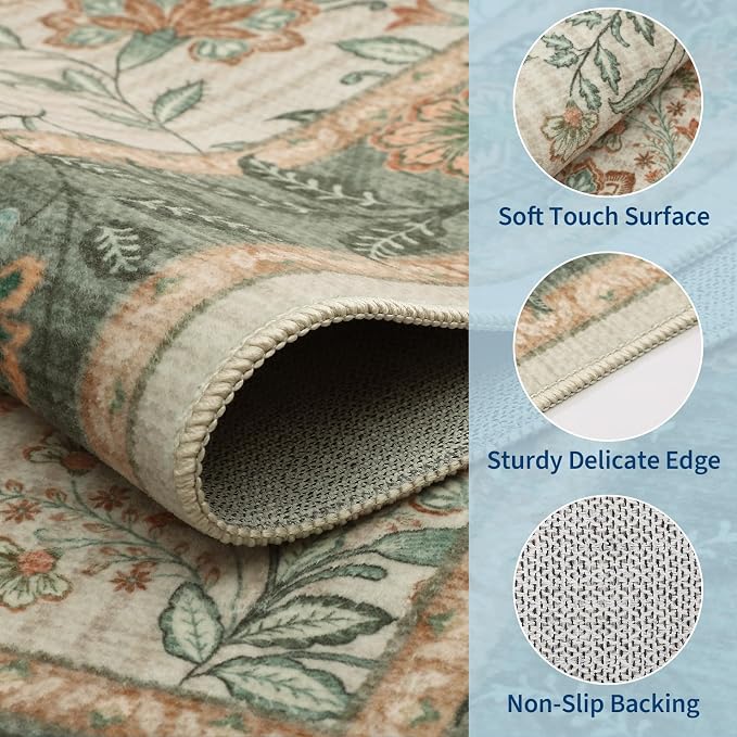 GarveeHome 2x6 Washable Runner Rug Sage Green Non Slip Kitchen Runner | Hallway - Image 4
