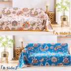 Boho Throw Blanket for Bed, 100% Cotton Soft Rustic Quilt Fall Blanket, 60"x80" Floral Printed Farmhouse Decor Bed Blankets, All Season Rustic Reversible Bohemian Throw Quilt