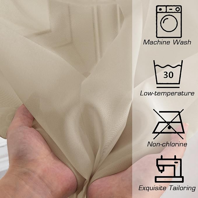 Sheer Curtains 72 Inches Long for Bedroom Living Room, Rod Pocket Fimly Solid - Image 4
