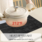 Romanstile Reversible Vinyl Placemats Set of 8, Faux Leather 100% Waterproof Oil-Proof Wipeable Place Mats, Heat Resistant Dual Sided Table Mats for Kitchen/Dining/Party (Grey Black, 12 x 17 Inch)