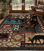 Rustic Cabin Area Rug 6x9, Machine Washable Lodge Bear Rug, Non-Slip Low Pile - Image 6