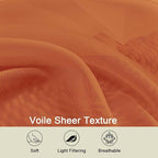 Orange Sheer Curtain for Bedroom Living Room 72 Inches Long 2 Panels Set - Image 3