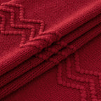 MIULEE Burgundy Red Knitted Throw Blanket for Couch Boho Textured Cozy Woven Blanket with Tassels for Sofa Chair Bed Living Room Acrylic Wave Pattern 60"x80"
