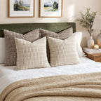 MIULEE Euro Sham Corduroy Decorative Throw Pillow Covers 24x24 Cream White | - Image 2