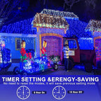 120 LED Blue Christmas Lights Outdoor, 40ft Clear Wire Blue String Lights 8 Modes, Plug in Waterproof Fairy String Light for Indoor Christmas Tree Bedroom Decorations