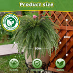 Single Silky 50" Artificial Fern Plant, Large Fake Fern with 100Fronds, Realistic Faux Boston Fern Bush for Outdoors & Indoor, Silk Greenery for Planter, Garden, Office, Home Décor