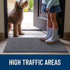 OLANLY 2-Pack Front Door Mats 59x34, Waterproof Heavy-Duty Doormats | Grey - Image 7