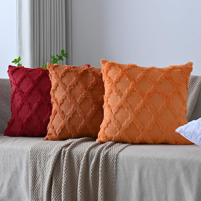 Set of 2 Soft Moroccan Throw Pillow Covers 20x20 Inch Plush Boho Decorative - Image 5