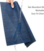 Myir JUN Placemats Set of 4, Vinyl Woven Placemats Place Mats Indoor Set of 4 Washable Table Mats Non-Slip Place mats for Dining Table (Dark Blue, Set of 4)