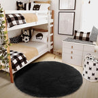 Amdrebio Black Large Furry Round Rug 7Ft - Image 7