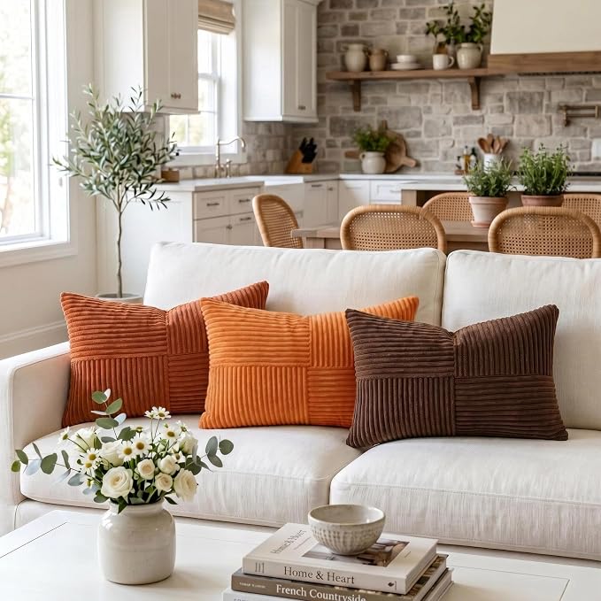 Fancy Homi 2 Packs Orange Lumbar Decorative Throw Pillow Covers 14x22 Inch - Image 2
