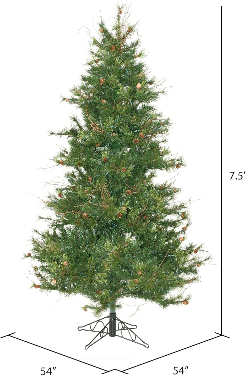 Vickerman 7.5' Mixed Country Pine Slim Artificial Christmas Tree, Unlit - Faux Christmas Tree - Seasonal Indoor Home Decor
