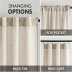 MIULEE Cream Linen Curtains 52x108 Inches Long - Image 3