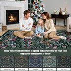 PLHXFR Area Rug Living Room: 3x5 Floral Washable Boho Carpet Dark Green | - Image 9