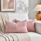 Fancy Homi 2 Packs Blush Pink Lumbar Decorative Throw Pillow Covers 20x28 Inch - Image 5