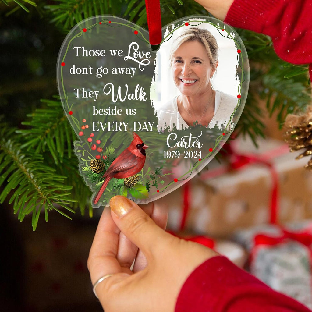 2025 Personalized Memorial Acrylic Ornament – Christmas-Birthday-Anniversary Keepsake for Loss of Loved One – Custom Photo Name Year – in Loving Memory Heart Decoration