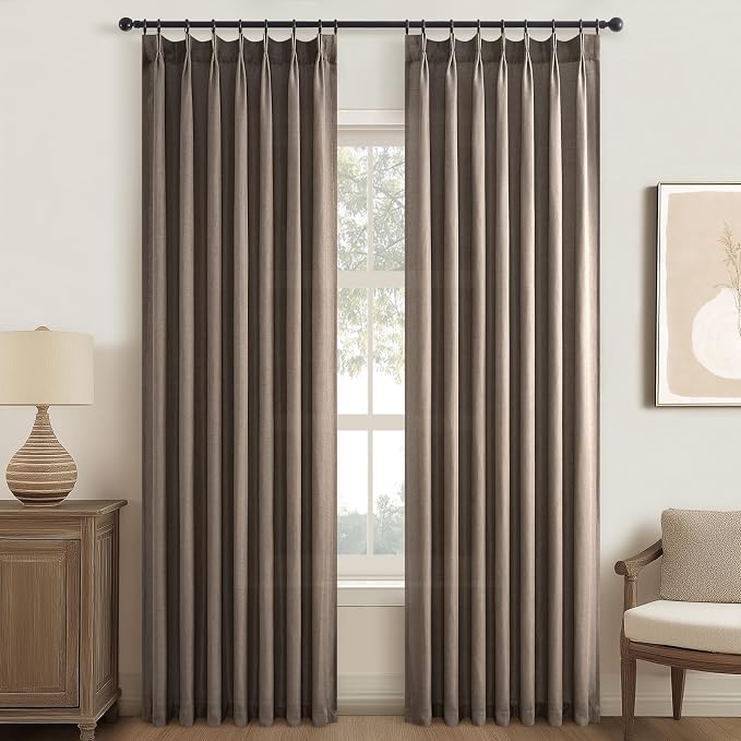 Topfinel Pinch Pleated Linen Curtains 108 Inches Long - Image 9