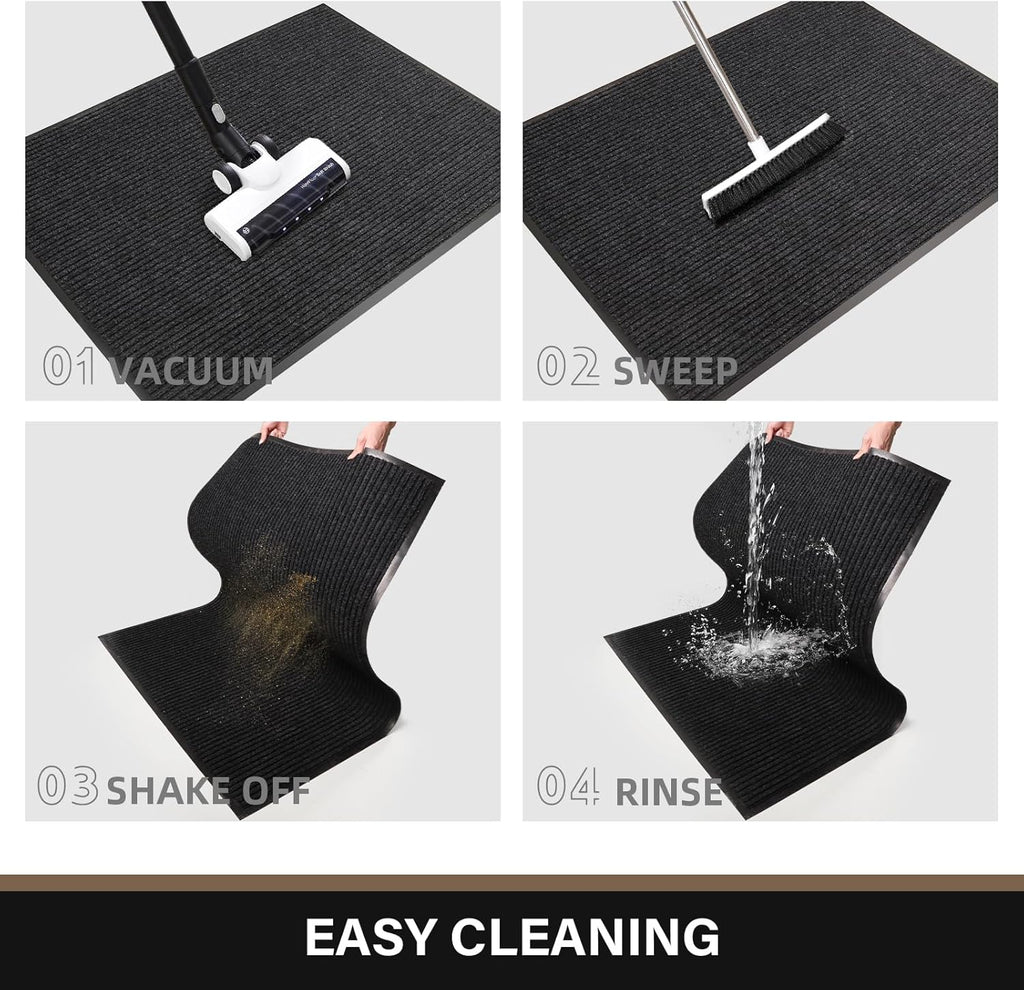 Large Front Door Mat, 48" x 36" Durable Front Doormat, Heavy Duty Large Welcome Door Matt for Home Entrance, No Slip Rubber Low Profile Door Mats for High Traffic Area