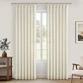 PleatedDrapes 86 Inch Cream Beige Thick Natural Linen Curtains by PleatedDrapes