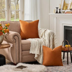 GIGIZAZA Burnt Orange Velvet Throw Pillow Covers 18x18 Pack of 2 | Decorative - Image 3