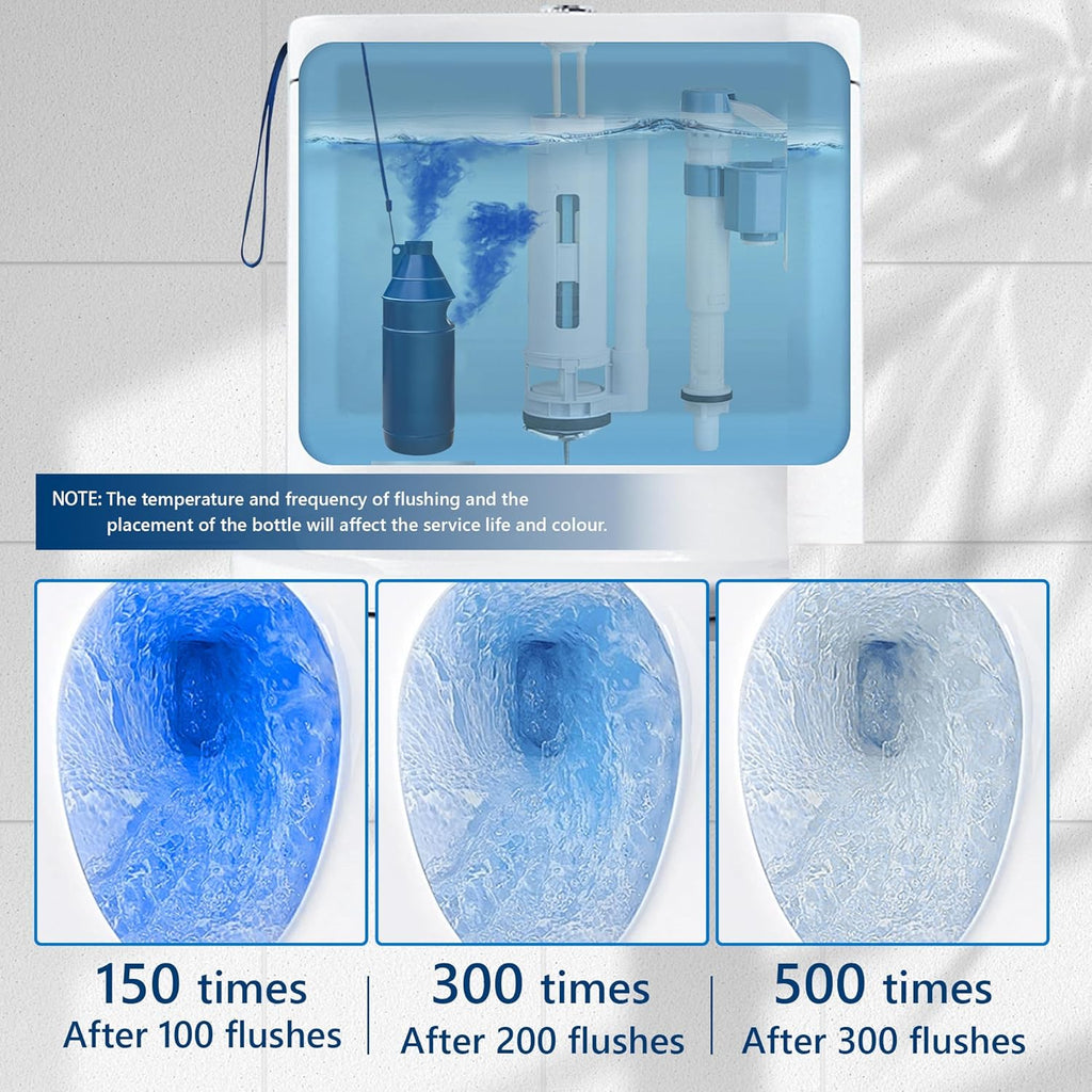 Toilet Bowl Cleaner Bottle, Automatic Toilet Bowl Cleaner Tablets in Bottle, Easy to Use, Long-Lasting Effect Toilet Cleaners Drop in Tank, Blue, 2 Bottles