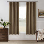 Dutch Cocoa 100% Blackout Pinch Pleated Linen 63 Inch Curtains by Twodrapes