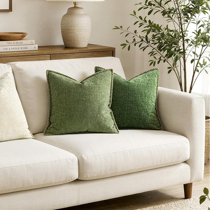 MIULEE Decorative Couch Throw Pillow Covers 16x16 Inch Sage Green 2 Pack | - Image 4