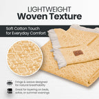 Gold Case Throw Blanket for Couch – 100% Recycled Turkish Cotton Blankets & Throws – Elegant Decorative Throw Blankets for Living Room Sofa – Woven Throws for Couch – Retro Mustard – 50x60